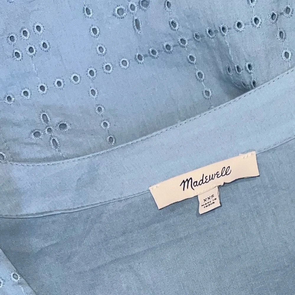 MADEWELL - Button-Front V-Neck Mini Dress Sz XXS - Picture 7 of 11